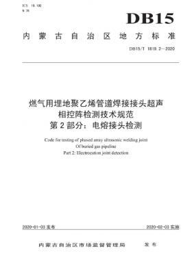 燃氣用埋地聚乙烯管道焊接接頭超聲相控陣檢測技術(shù)規(guī)范 第2部分:電熔接頭檢測 DB15∕T 1819.2-2020