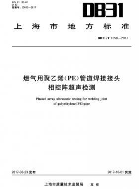 燃氣用聚乙烯(PE)管道焊接接頭相控陣超聲檢測 DB31∕T 1058-2017