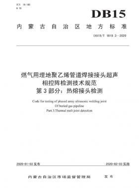 燃氣用埋地聚乙烯管道焊接接頭超聲相控陣檢測技術(shù)規(guī)范 第3部分:熱熔接頭檢測 DB15∕T 1819.3-2020
