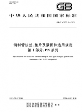 鋼制管法蘭、墊片及緊固件選用規(guī)定 第1部分:PN系列國(guó)標(biāo)/T 43079.1-2023
