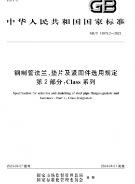 鋼制管法蘭、墊片及緊固件選用規(guī)定 第2部分:Class系列國(guó)標(biāo)/T 43079.2-2023